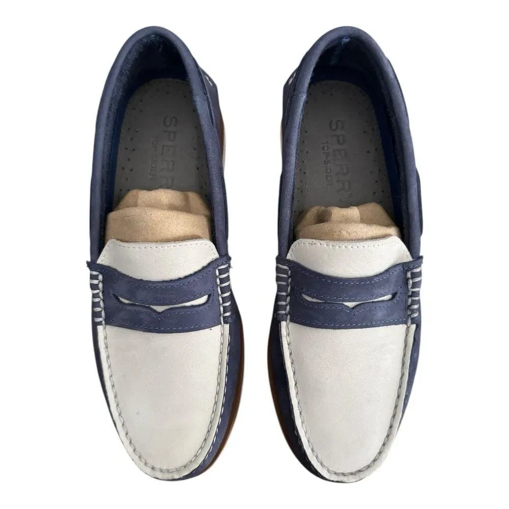 Sperry Authentic Original Penny Loafer Men’s 7 Boat Shoes Blue Suede Multi $110